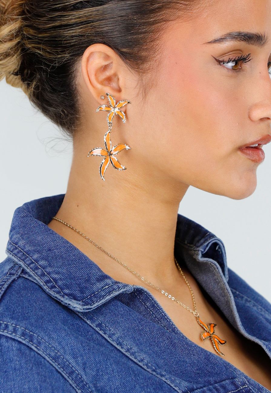 Gouden Zeester Sieraden Set met Ketting Oorbellen Armband en Ring