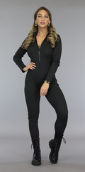 Zwarte Aansluitende Longsleeve Jumpsuit