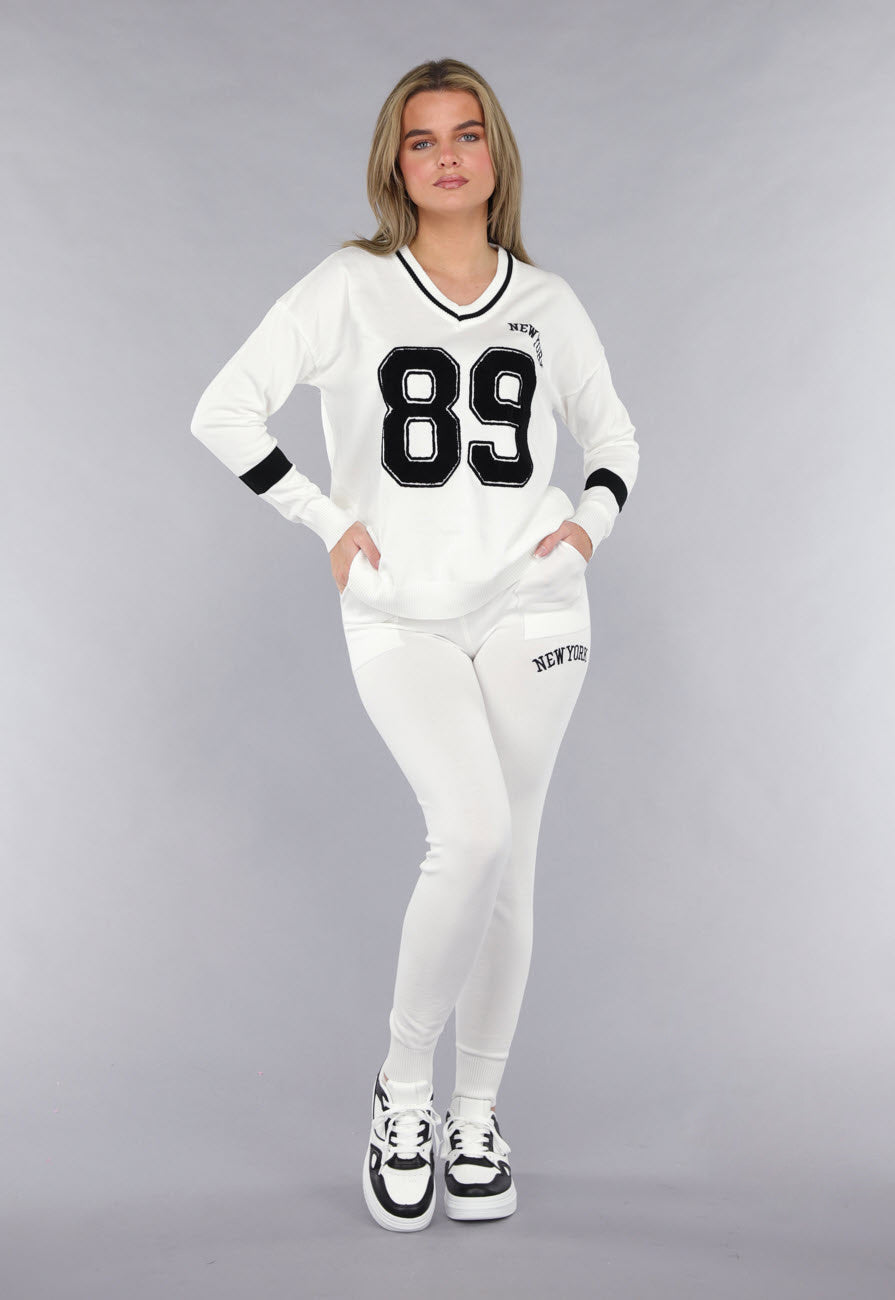 Witte Zachte StretchTwo Piece met Teddy Details