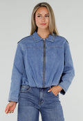 NEW050826 Lichtblauw Denim Jasje met Ritssluiting