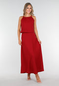 Rode Maxi Set met Hooggesloten Top en Stretch