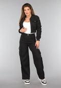 Zwarte Cargo Wide Leg Two Piece