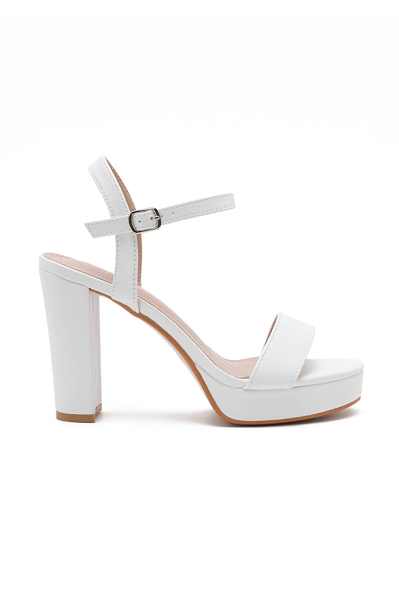 Witte Plateau Sandaletten met Blokhak