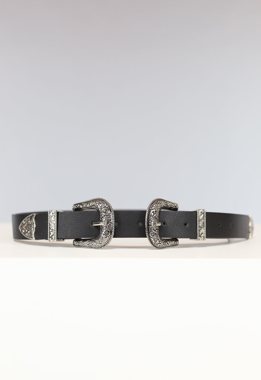 Zwarte Riem met Dubbele Gesp