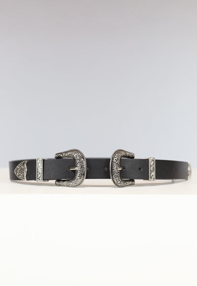 Zwarte Riem met Dubbele Gesp
