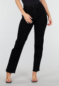 Zwarte Straight Leg Jeans met High Waist