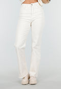 Beige Straight Leg Jeans met High Waist en Stretch