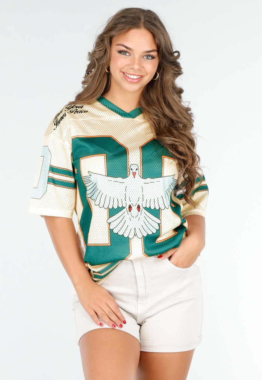 Oversized Baseball Jersey met Vogelprint
