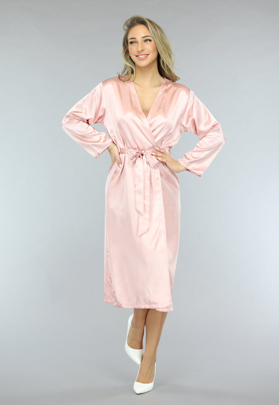 Satin Look Kimono Lang in Rosé