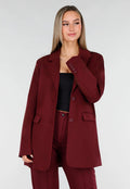 Burgundy Stretch Blazer met Schoudervullingen