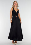 Zwarte Maxi Set met V-Hals en Stretch