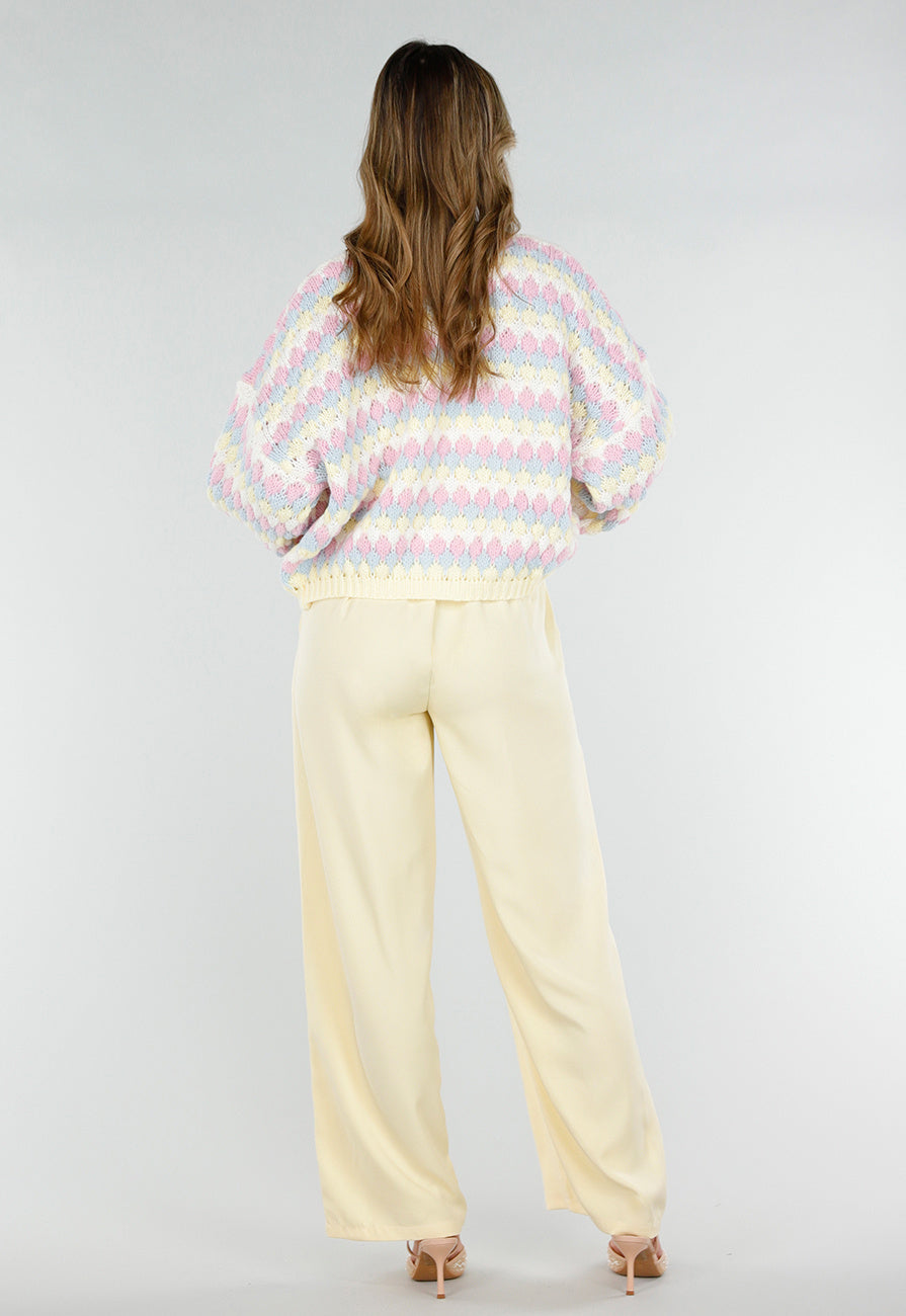 Gestreept Pastel Gebreid Vest