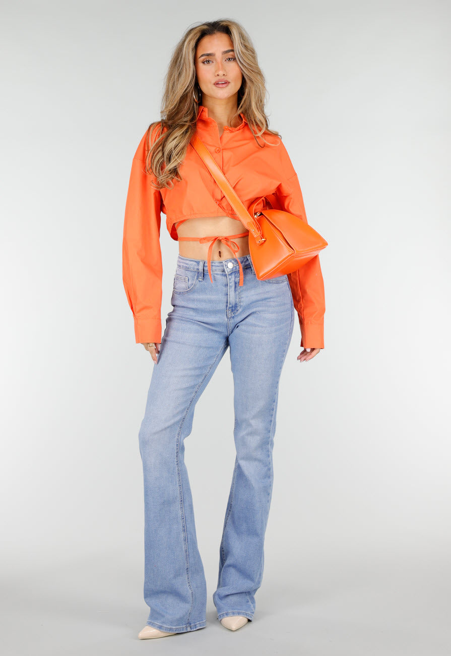 Lichtblauwe Denim Flared Jeans met High Waist