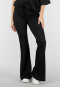 Zwarte Joggingbroek met Flared Pijpen en Elastische Taille