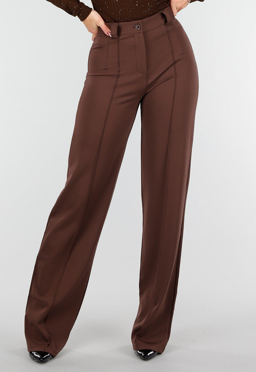 Tall Bruine Pantalon met Super Stretch