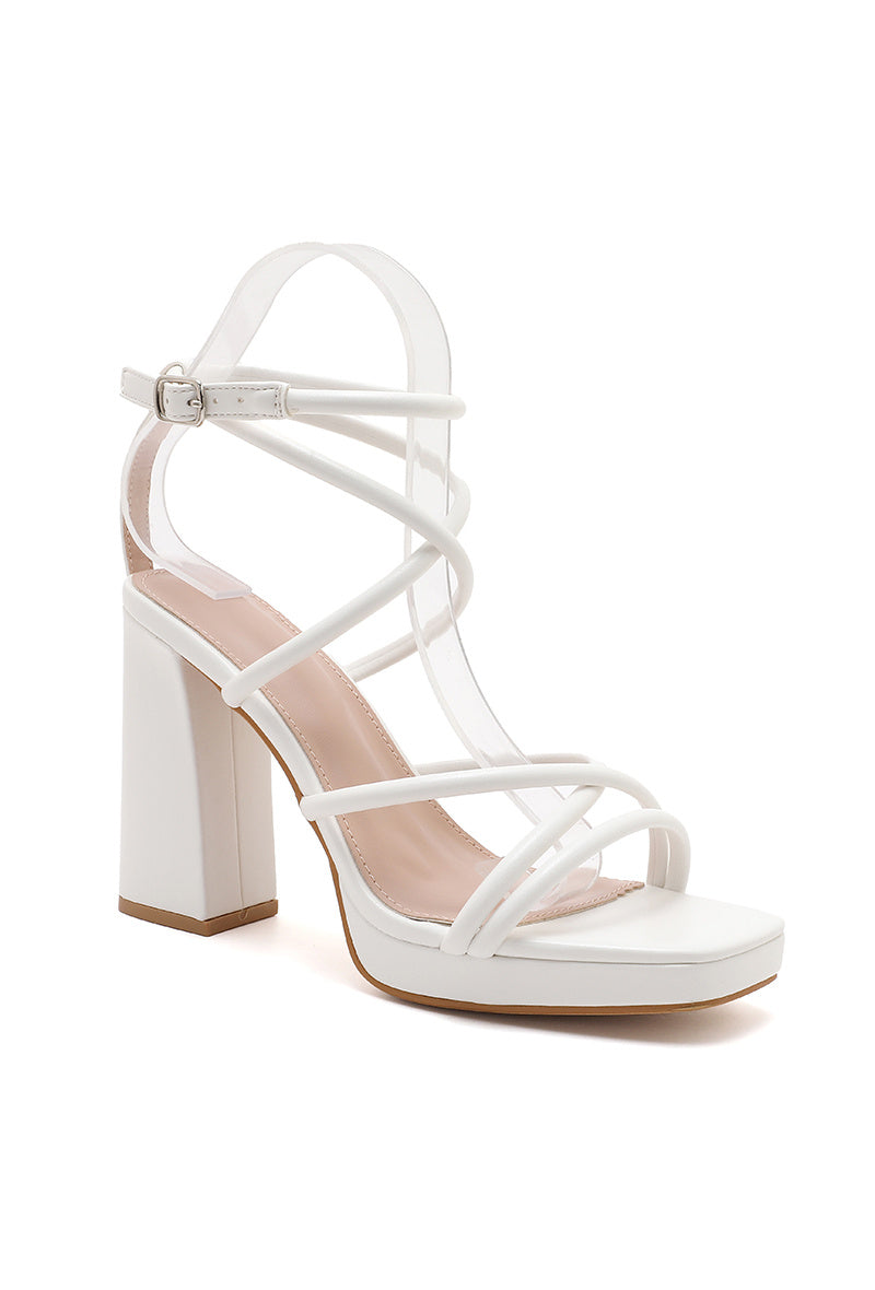 Witte Strappy Sandaletten met Blokhak