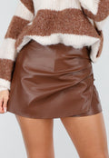 Lederlook Skort Bruin