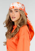 Oranje Bandana Sjaal met Witte Paisley Print