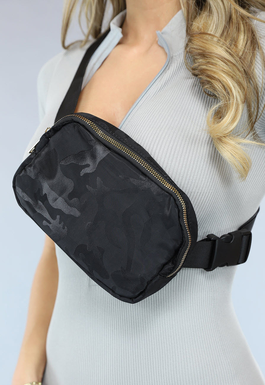 Zwarte Fanny Pack met Camouflage Print