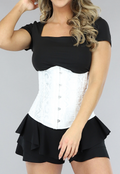 Witte Satin Underbust Korset met Borduursels