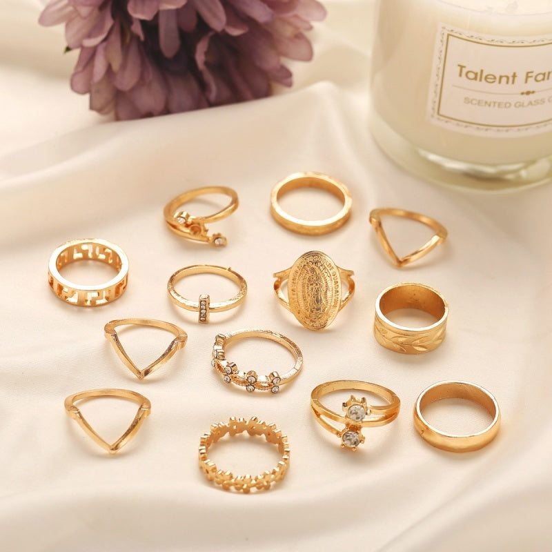 Gouden Vintage Dertiendelige Ringen Set