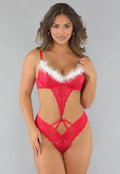 Rode Kanten Kerst Lingerie Bodysuit