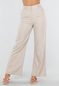 NEW150726 Beige Wide Leg Pantalon met Hoge Taille