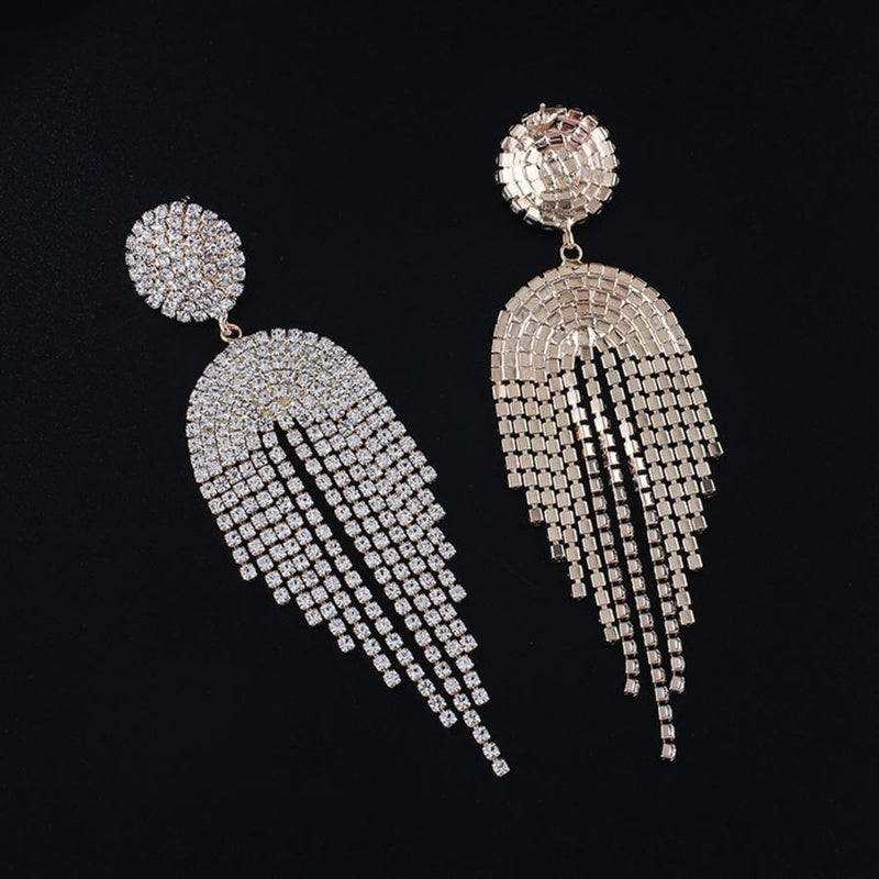 Goudkleurige Oorhangers met Strass
