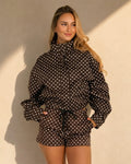 NEW080726 Bruine Tweedelige Polkadot Set met Jack en Short