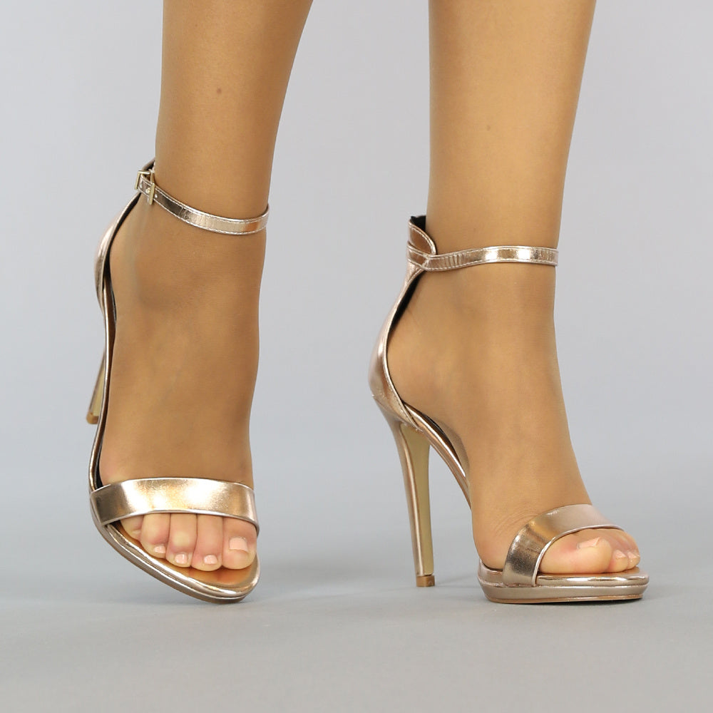 Champagne Stiletto Sandaletten met Peeptoe