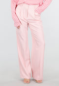Lichtroze Wide Leg Pantalon met Plooien