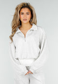 Grijze Sweater met Halve Rits en Elastische Boorden