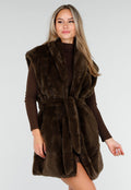 Donkerbruine Faux Fur Bodywarmer met Ceintuur