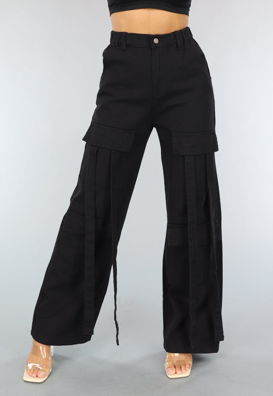 Zwarte Utility Broek met Straps