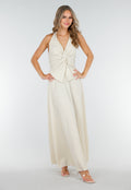 Beige Maxi Halter Set met Geknoopte Top