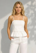 Witte Top met Peplum en Spaghettibandjes