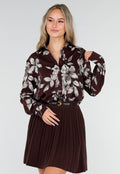 Bordeaux Blouse met Bloemenprint