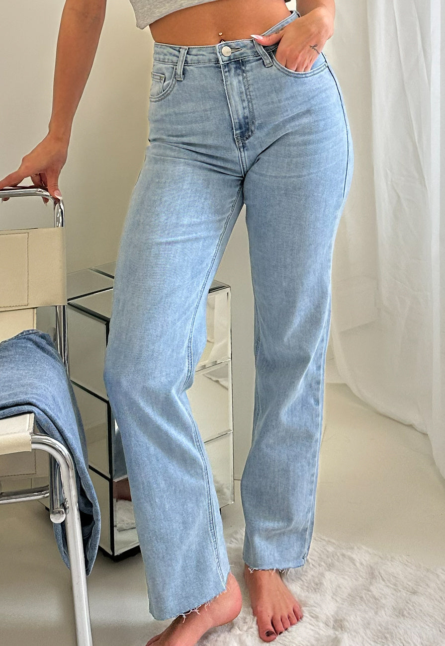 Redial Jeans Lichtblauwe High Waist Straight Leg Jeans