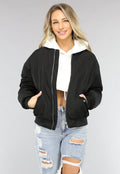 Zwart Oversized Bomberjack met Zakken