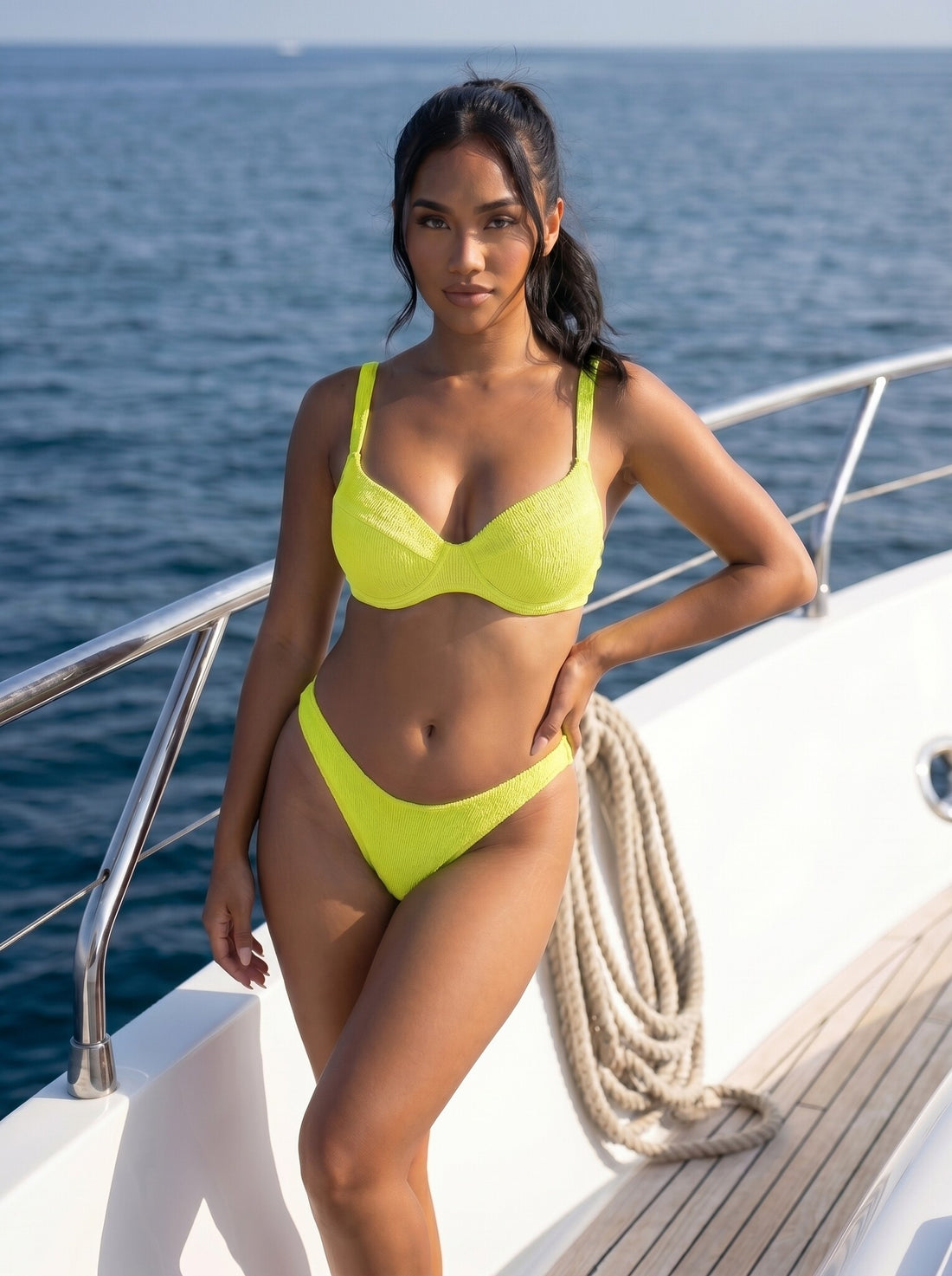 Felgele Push Up Bikinitop Met Beugels en Structuurstof