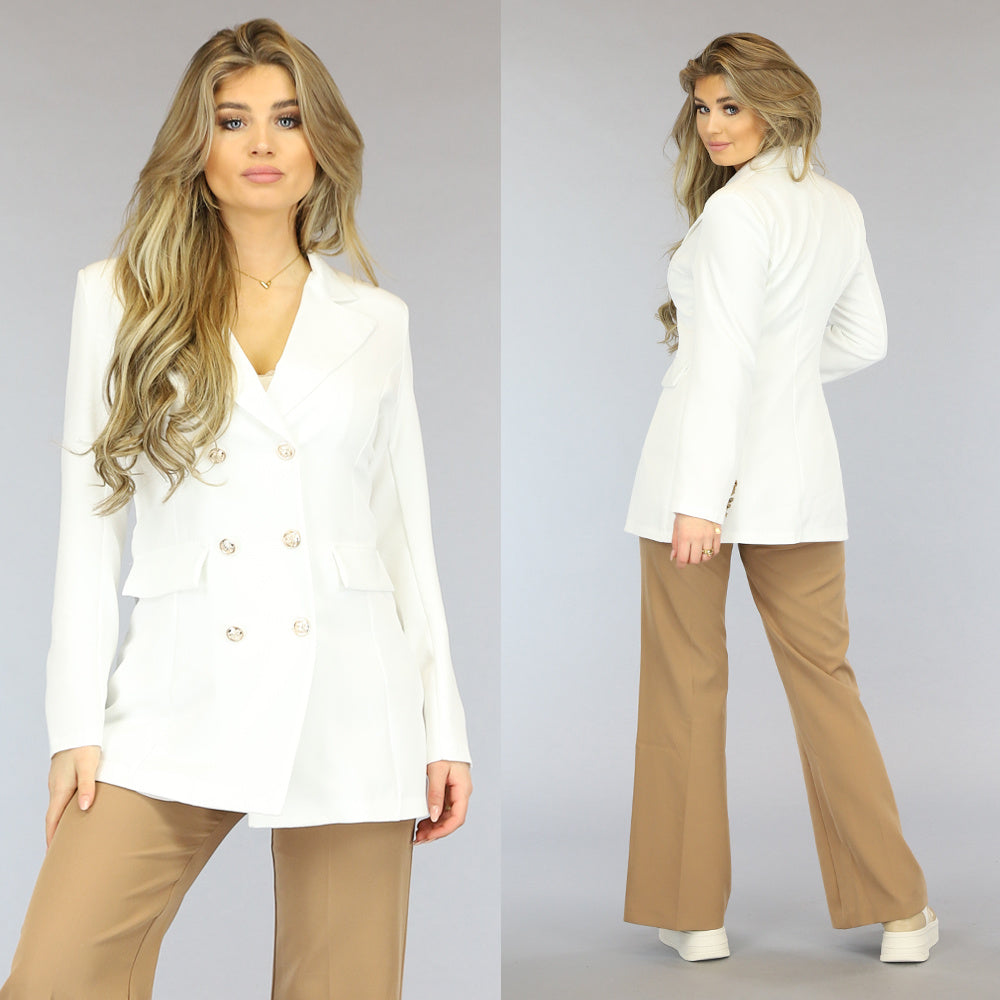 Halflange Witte Button Blazer