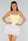 Botergeel Topje met Vierkante Hals en Stretchstof