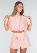 Lichtroze Matching Set met Mouwloze Top en Broekje