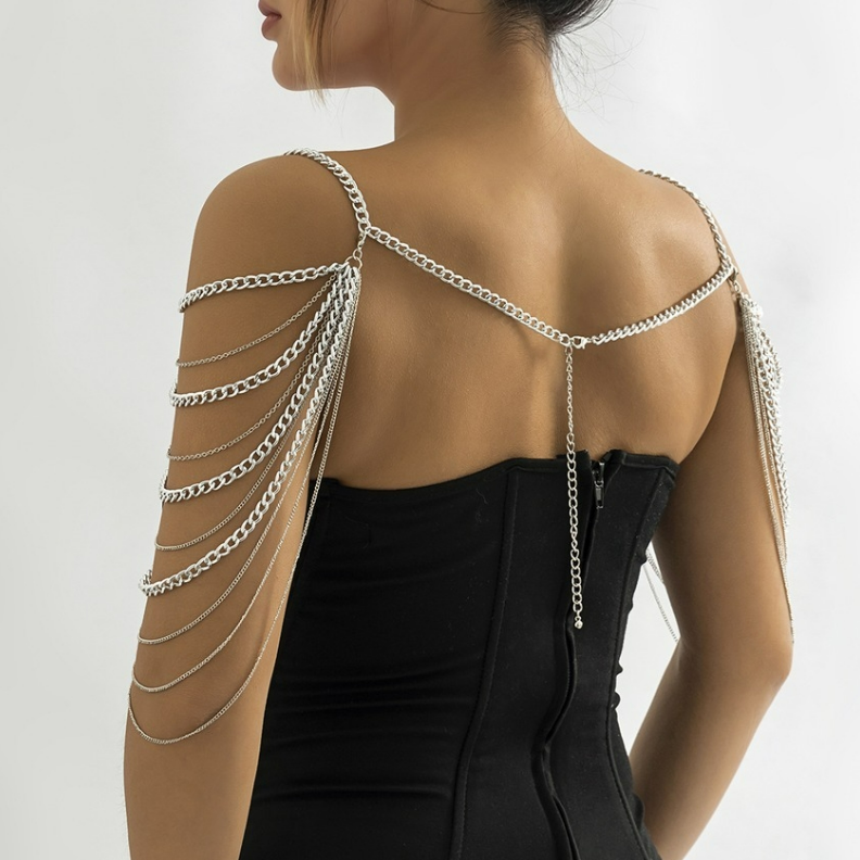 Zilveren Grove Schouder Ketting met Laagjes