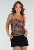 Bruine Haltertop met Luipaardprint en Rimpeldetails