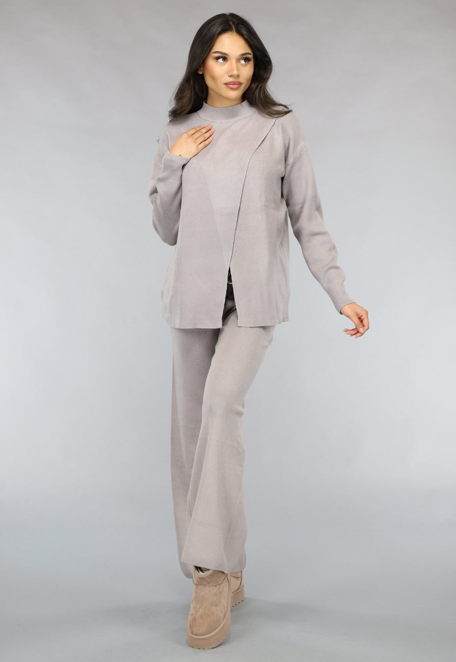 Zachte Taupe Lounge Set met Overslag