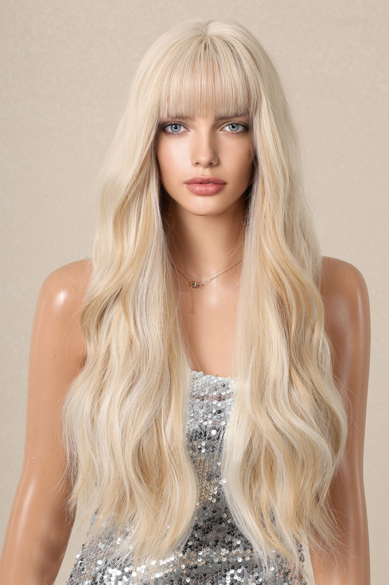 As Blonde Golvende Pruik met Pony
