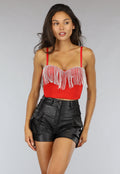 Rode Push Up Strass Bustier