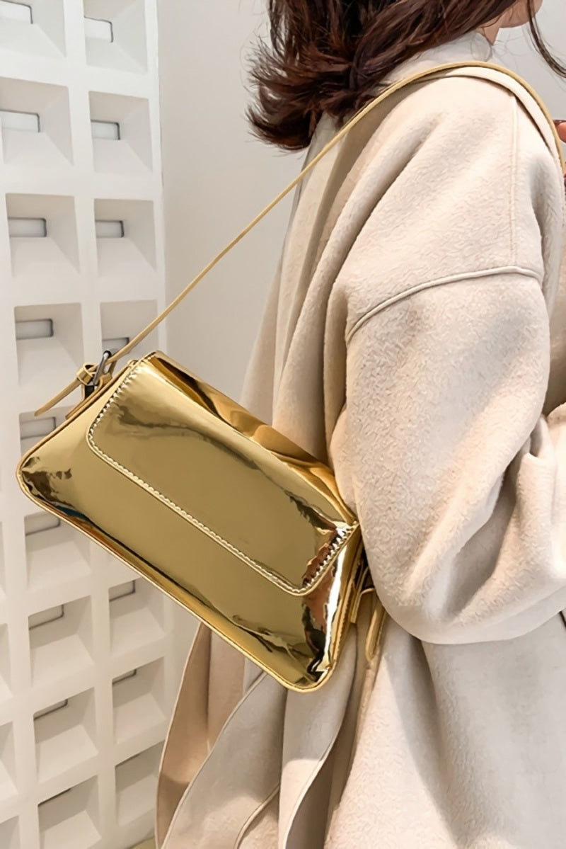 Gouden Verstelbare Metallic Schoudertas