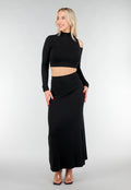 Zwarte Two Piece Set met Top met Cut Out en Maxi Rok